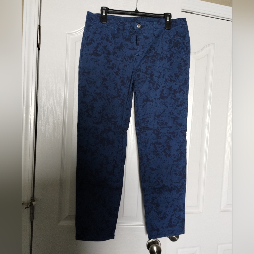 Liz Claiborne Blue Cotton Patterned Pants Size 12